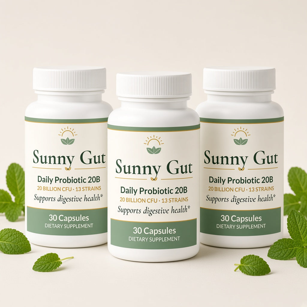 Sunny Gut Daily Probiotic 20B, 3 Bottles